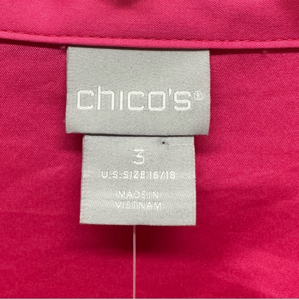 Chico's Top Shirt Blouse 3/4 Sleeve V Neck Dolman Popover Pink Poplin Women XL 3 - Picture 4 of 8